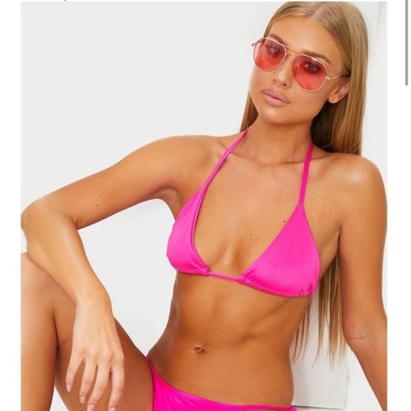 Tiger Mist Hot Pink Triangle Bikini Top Size M - Picture 1 of 6
